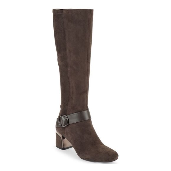 DKNY Womens Gray Cushioned Round Toe Block Heel Zip-Up Heeled Boots 6 M